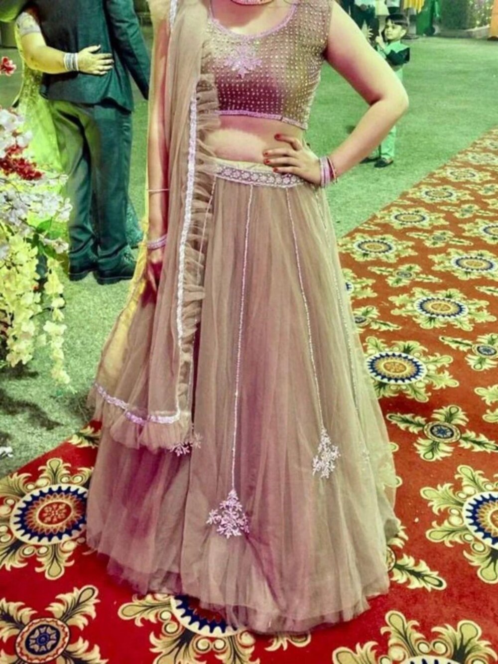 Golden ruffle lehanga choli